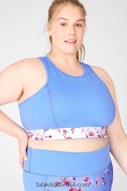 Fabletics flor azul/branca cristalina 420HR1936 sutiã esportivo midi claire midi impact mulheres