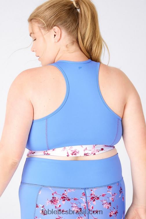 Fabletics flor azul/branca cristalina 420HR1936 sutiã esportivo midi claire midi impact mulheres