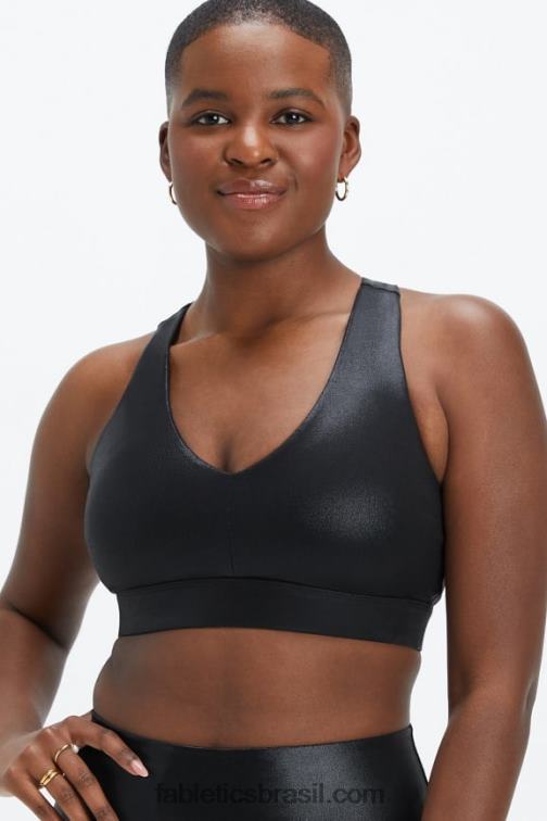 Fabletics folha de névoa negra 420HR1820 sutiã esportivo midi impacto médio para viagem 127 mulheres