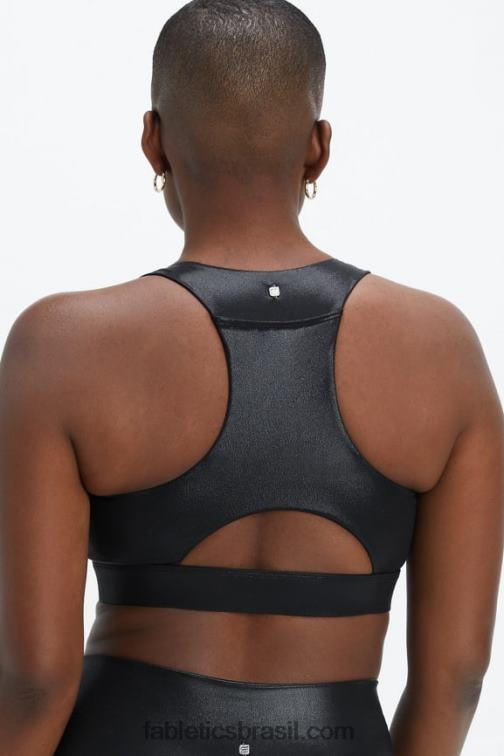 Fabletics folha de névoa negra 420HR1820 sutiã esportivo midi impacto médio para viagem 127 mulheres