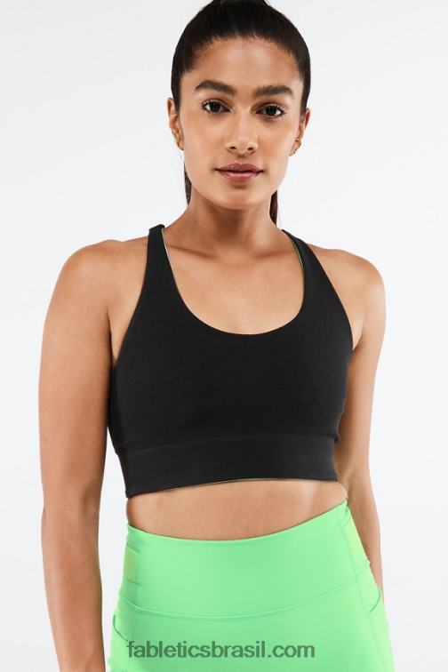 Fabletics folha preta/primavera 420HR1863 sutiã esportivo reversível de malha simone mulheres