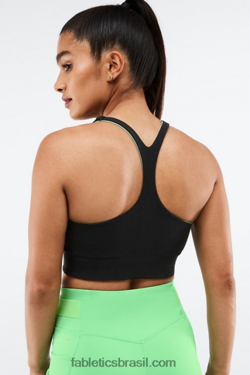 Fabletics folha preta/primavera 420HR1863 sutiã esportivo reversível de malha simone mulheres