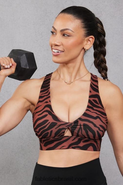 Fabletics golpe de zebra mogno 420HR1720 sutiã esportivo oasis twist 109 mulheres
