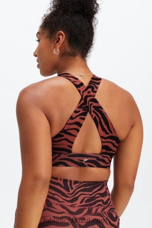 Fabletics golpe de zebra mogno 420HR1720 sutiã esportivo oasis twist 109 mulheres