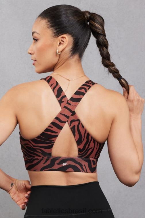 Fabletics golpe de zebra mogno 420HR1720 sutiã esportivo oasis twist 109 mulheres