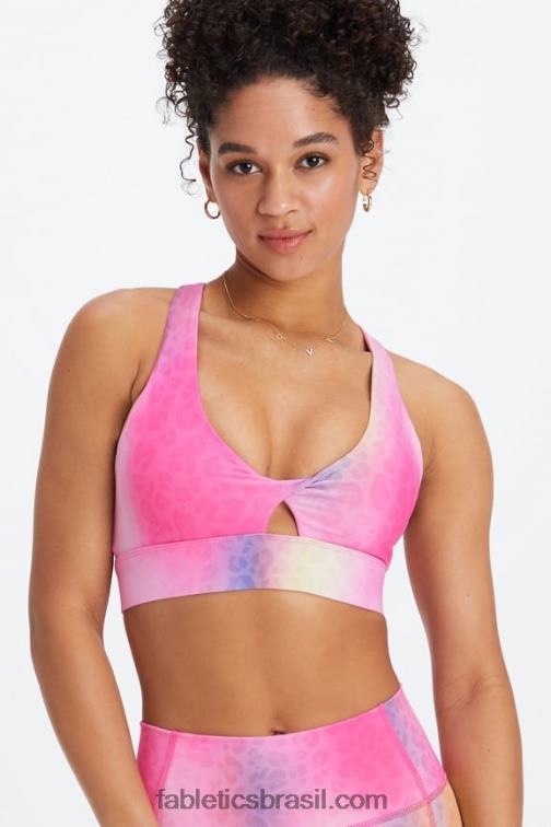Fabletics leopardo ombre 420HR1714 sutiã esportivo oasis twist 108 mulheres