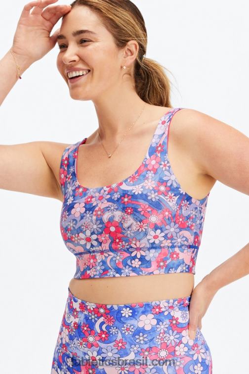 Fabletics liberdade floral/teaberry 420HR1853 harlyn sutiã esportivo midi reversível de impacto médio mulheres