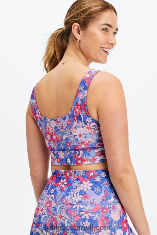 Fabletics liberdade floral/teaberry 420HR1853 harlyn sutiã esportivo midi reversível de impacto médio mulheres