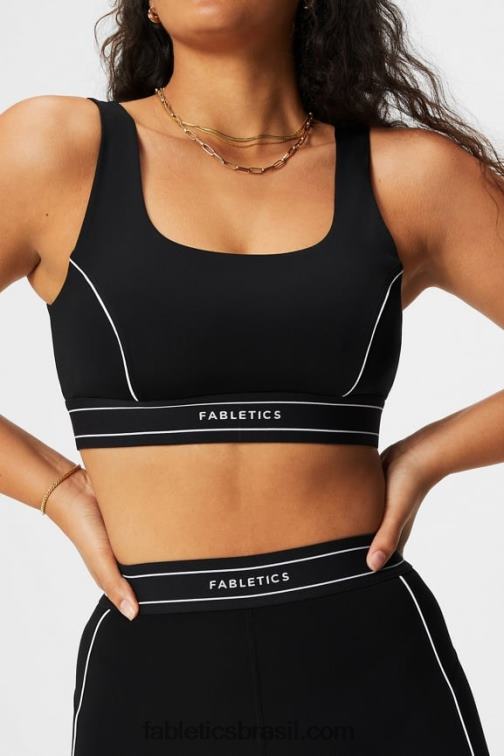 Fabletics logotipo preto/branco clássico 420HR1816 sutiã esportivo de médio impacto mulheres
