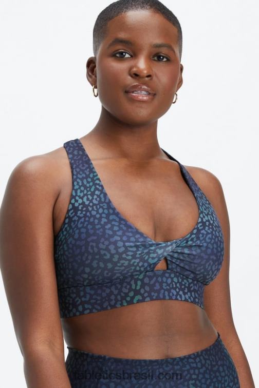 Fabletics mapa de calor leopardo 420HR1707 sutiã esportivo oasis twist 106 mulheres