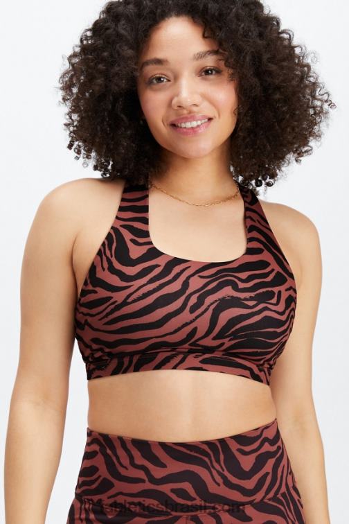 Fabletics mogno zebra stroke/preto 420HR1792 boost sutiã esportivo de médio impacto 122 mulheres