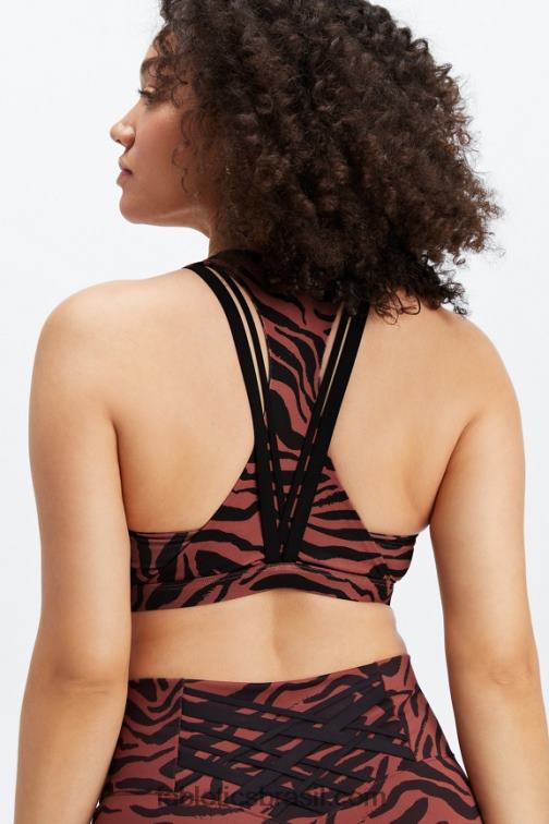 Fabletics mogno zebra stroke/preto 420HR1792 boost sutiã esportivo de médio impacto 122 mulheres