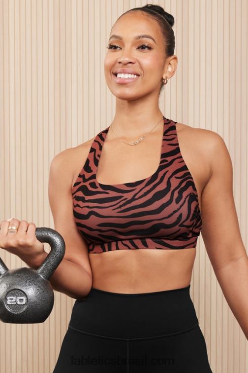 Fabletics mogno zebra stroke/preto 420HR1792 boost sutiã esportivo de médio impacto 122 mulheres