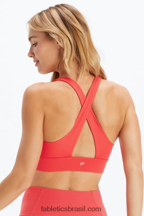 Fabletics morango vermelho 420HR1710 sutiã esportivo oasis twist 107 mulheres