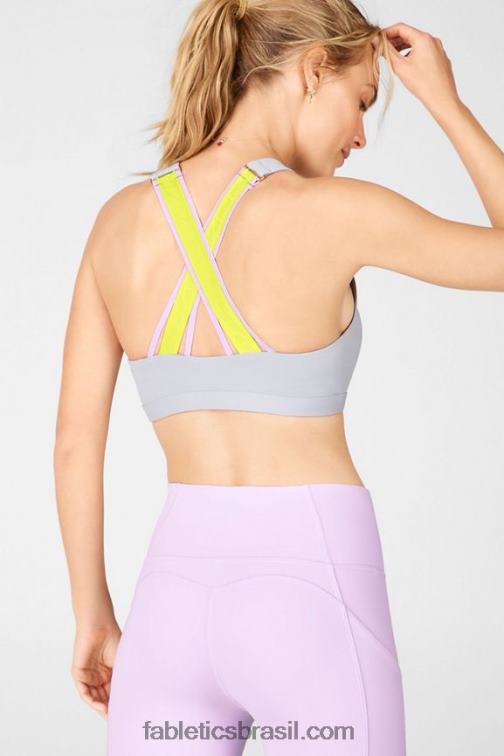 Fabletics neblina cinza/limão/roxo céu 420HR1931 sutiã esportivo de médio impacto vera mulheres