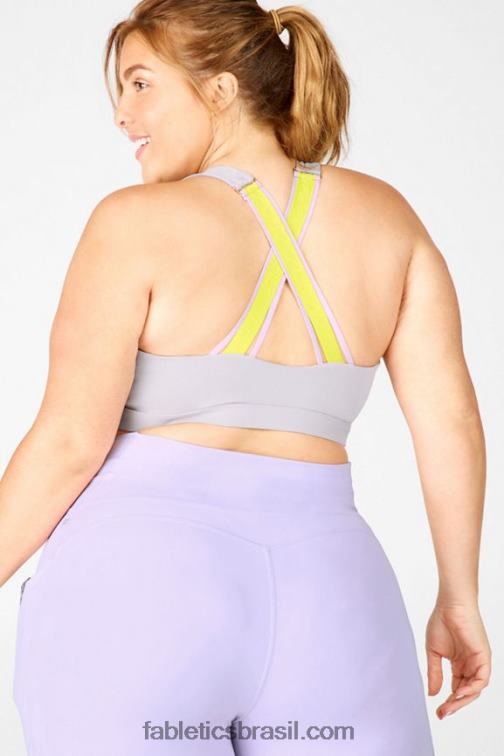 Fabletics neblina cinza/limão/roxo céu 420HR1932 sutiã esportivo de médio impacto vera mulheres