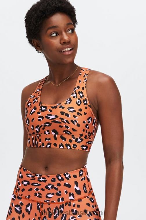Fabletics ocre queimado leo ondulado 420HR1755 sutiã esportivo de médio impacto em movimento 115 mulheres