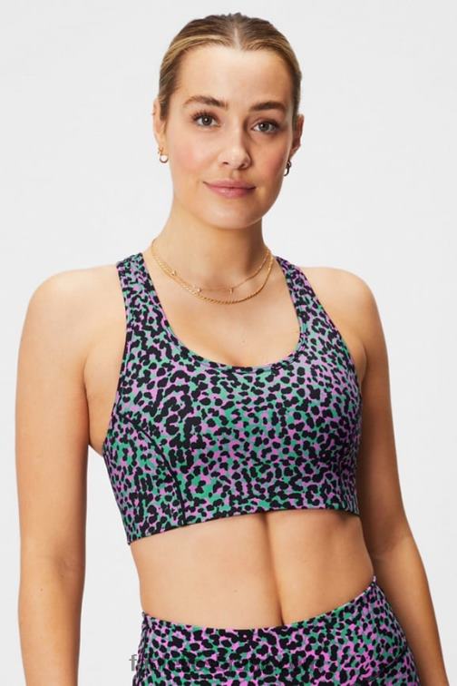 Fabletics pontos de safári verde grama/preto 420HR1740 sutiã esportivo de médio impacto em movimento 112 mulheres