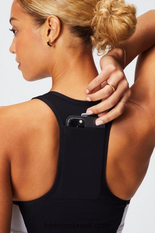 Fabletics preto/branco clássico 420HR1744 sutiã esportivo de médio impacto em movimento 113 mulheres