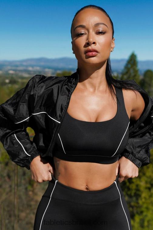 Fabletics preto/branco clássico 420HR1844 sutiã esportivo de médio impacto mulheres