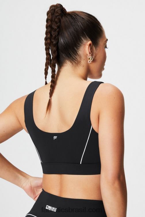 Fabletics preto/branco clássico 420HR1844 sutiã esportivo de médio impacto mulheres