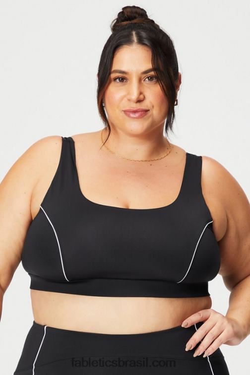 Fabletics preto/branco clássico 420HR1845 sutiã esportivo de médio impacto mulheres