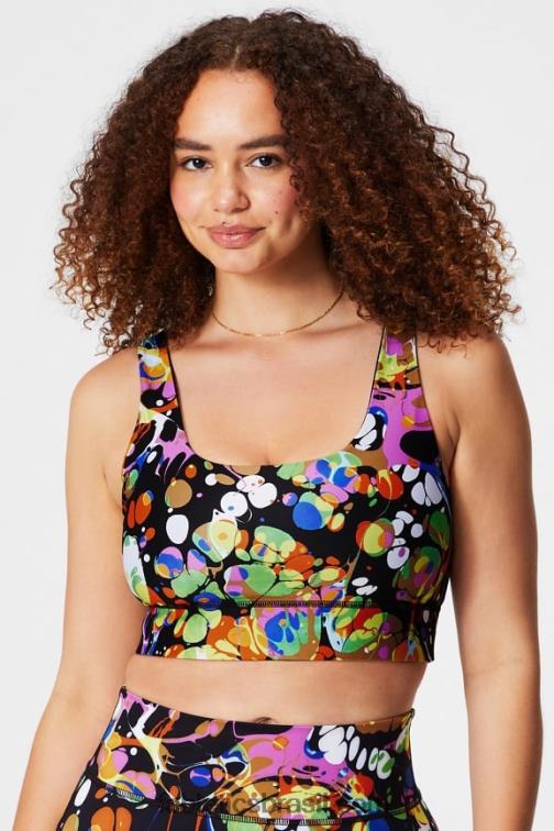 Fabletics preto caleidoscópico/preto 420HR1849 sutiã esportivo harlyn midi de impacto médio mulheres
