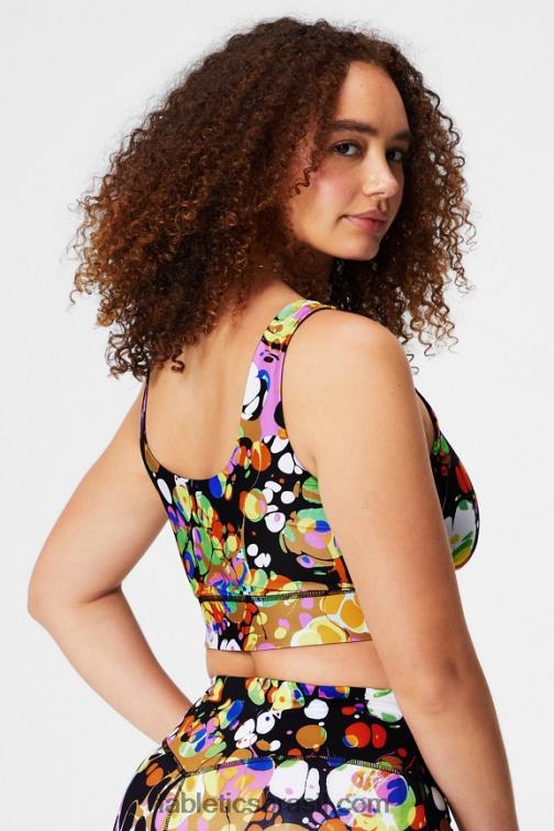 Fabletics preto caleidoscópico/preto 420HR1849 sutiã esportivo harlyn midi de impacto médio mulheres