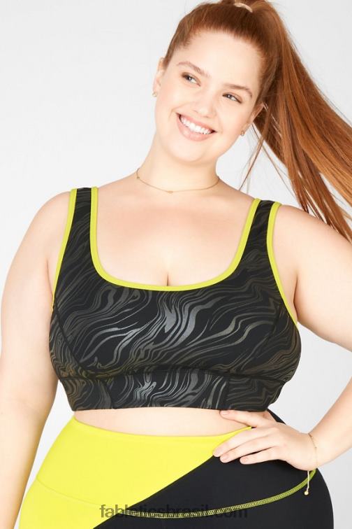 Fabletics preto pequeno marmorizado/raspas 420HR1940 prue sutiã esportivo de médio impacto mulheres