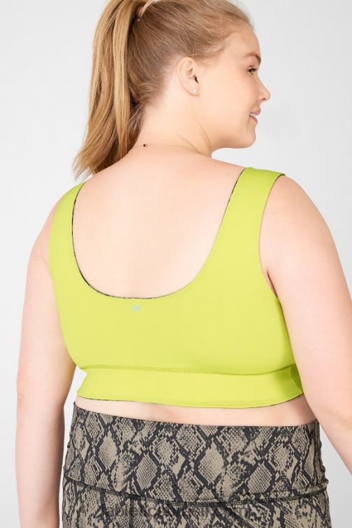 Fabletics réptil verde/folha 420HR1877 sutiã esportivo reversível de impacto médio harlow mulheres