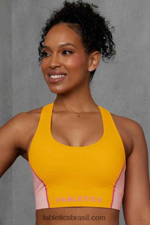Fabletics sol da tarde/creme de manteiga rosa 420HR1738 sutiã esportivo de médio impacto em movimento 111 mulheres