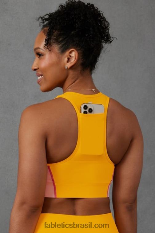 Fabletics sol da tarde/creme de manteiga rosa 420HR1738 sutiã esportivo de médio impacto em movimento 111 mulheres