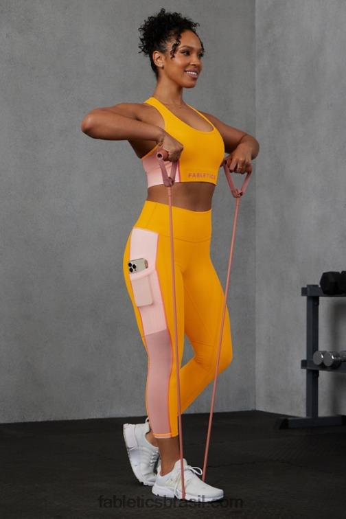 Fabletics sol da tarde/creme de manteiga rosa 420HR1738 sutiã esportivo de médio impacto em movimento 111 mulheres