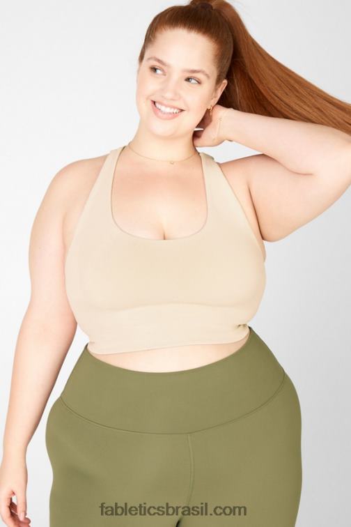 Fabletics tapioca 420HR1917 sutiã midi de malha Simone sculpt mulheres