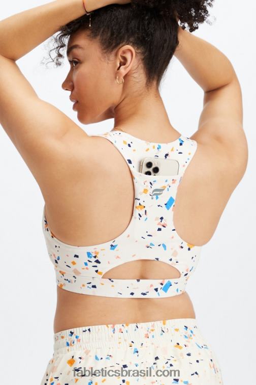 Fabletics terrazzo/logotipo reflexivo 420HR1830 sutiã esportivo midi impacto médio para viagem 129 mulheres