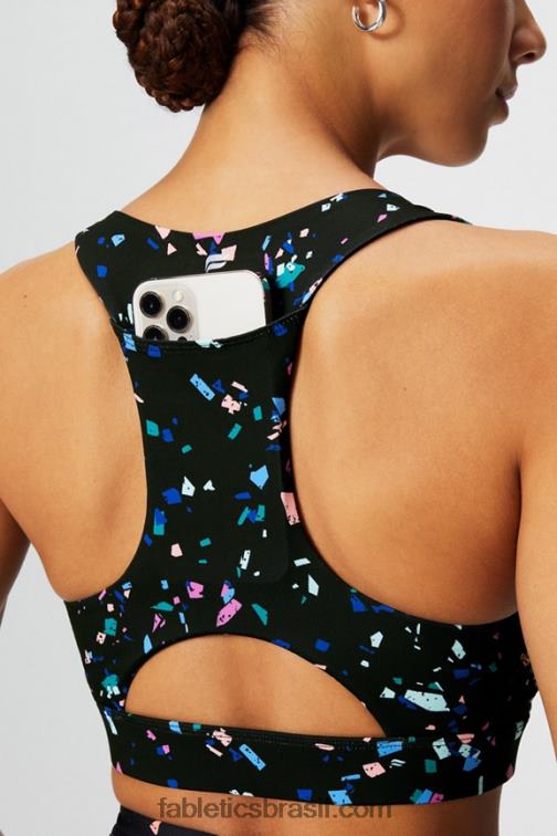 Fabletics terrazzo preto 420HR1825 sutiã esportivo midi impacto médio para viagem 128 mulheres
