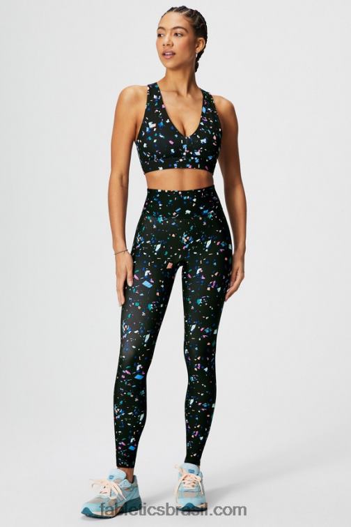 Fabletics terrazzo preto 420HR1825 sutiã esportivo midi impacto médio para viagem 128 mulheres
