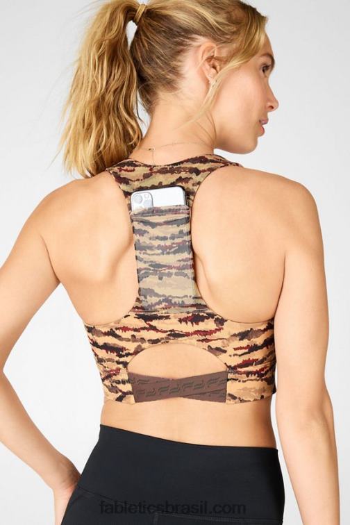 Fabletics tigresa de cacau/logotipo de cacau 420HR1842 sutiã esportivo midi impacto médio para viagem 131 mulheres