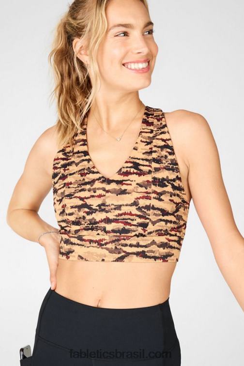 Fabletics tigresa de cacau/logotipo de cacau 420HR1842 sutiã esportivo midi impacto médio para viagem 131 mulheres