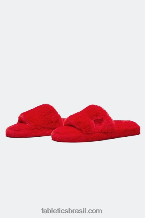 Fabletics cereja elétrica 420HR2949 chinelo de pele mulheres