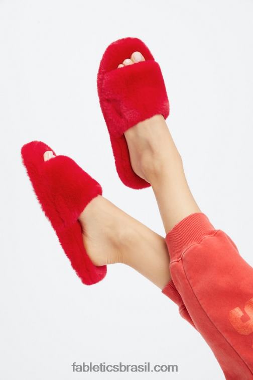 Fabletics cereja elétrica 420HR2949 chinelo de pele mulheres