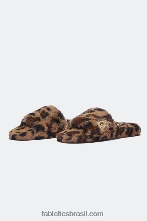 Fabletics leopardo 420HR2948 chinelo de pele mulheres