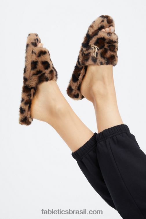 Fabletics leopardo 420HR2948 chinelo de pele mulheres