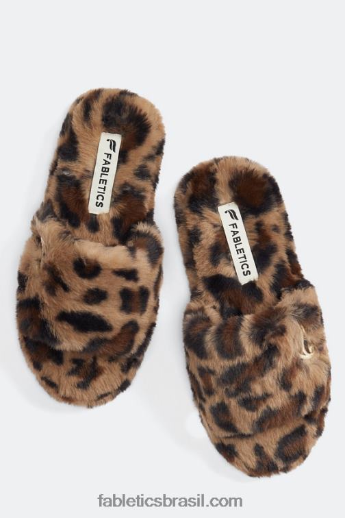 Fabletics leopardo 420HR2948 chinelo de pele mulheres