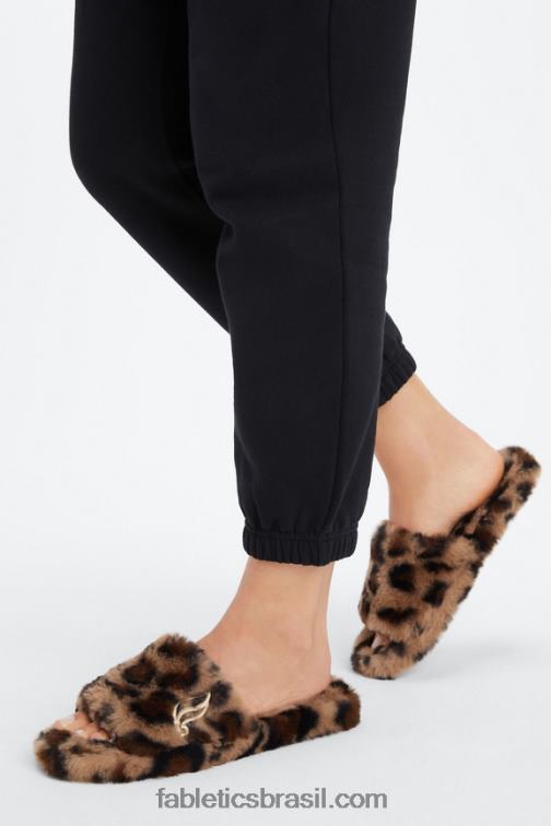 Fabletics leopardo 420HR2948 chinelo de pele mulheres