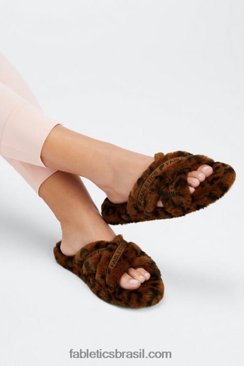 Fabletics leopardo 420HR2956 chinelo cruzado mulheres