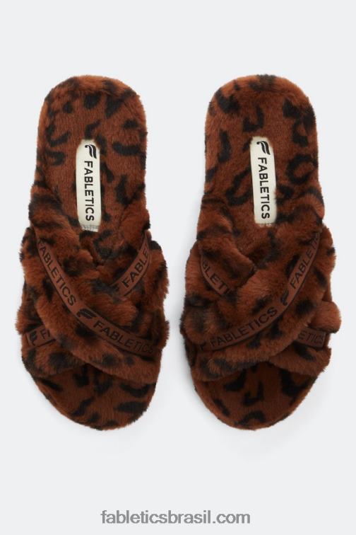 Fabletics leopardo 420HR2956 chinelo cruzado mulheres