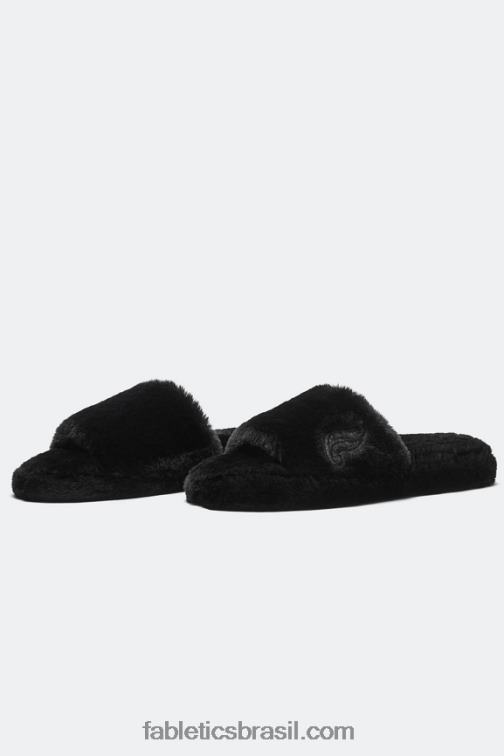 Fabletics preto 420HR2947 chinelo de pele mulheres
