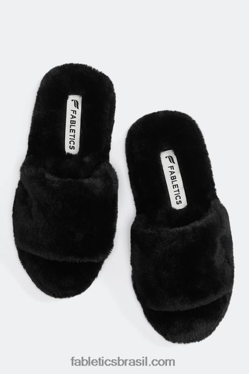 Fabletics preto 420HR2947 chinelo de pele mulheres