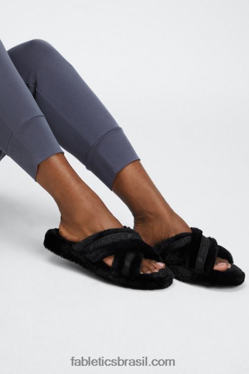 Fabletics preto 420HR2955 chinelo cruzado mulheres